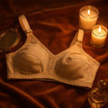 Cotton Plain Non-Padded Bra – Lightweight, Comfortable Everyday Wear (Sizes 32–42, Beige)